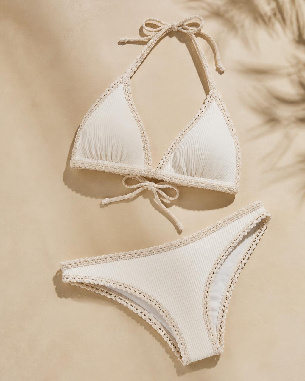 Concha — Ivory rib, crochet trim